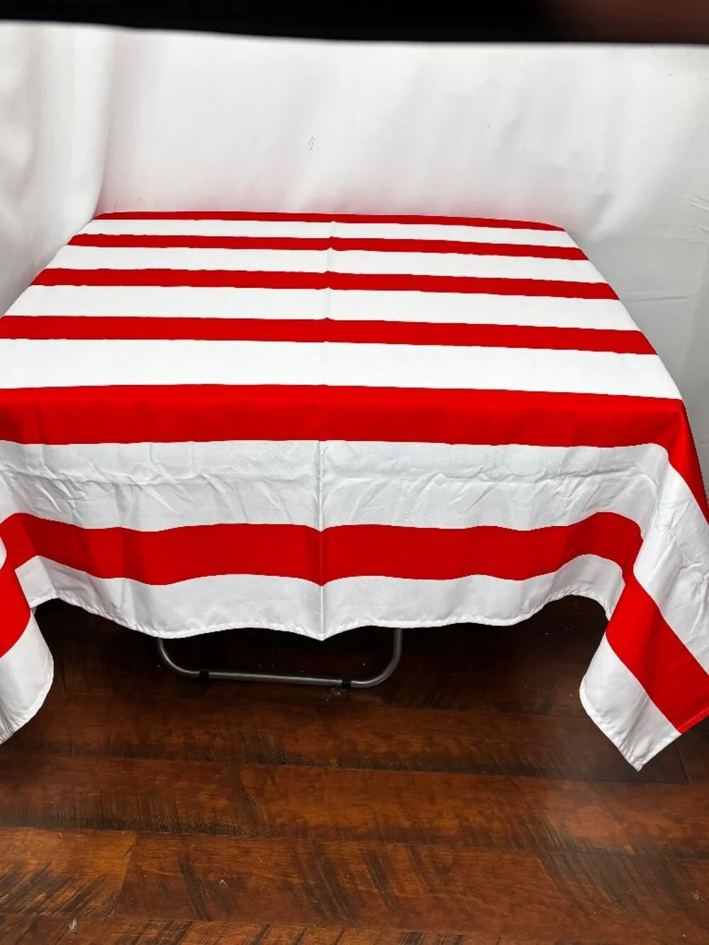 * Room Essentials Red White Horizontal Stripe Shower Curtain EUC